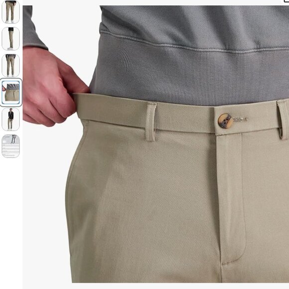 NWT Haggar Men's Iron Free Khaki Straight Fit Flat Front Pants, khaki, 42x32 - Picture 4 of 4